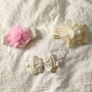 Elegant Kids Headband Set - Pink and Cream